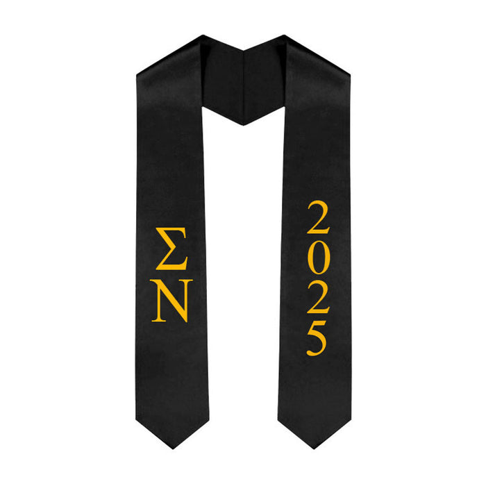 Sigma Nu Greek Lettered Graduation Sash Stole With Year Best Value Sigma Nu Greek Lettered Graduation Sash Stole With Year - Best Value