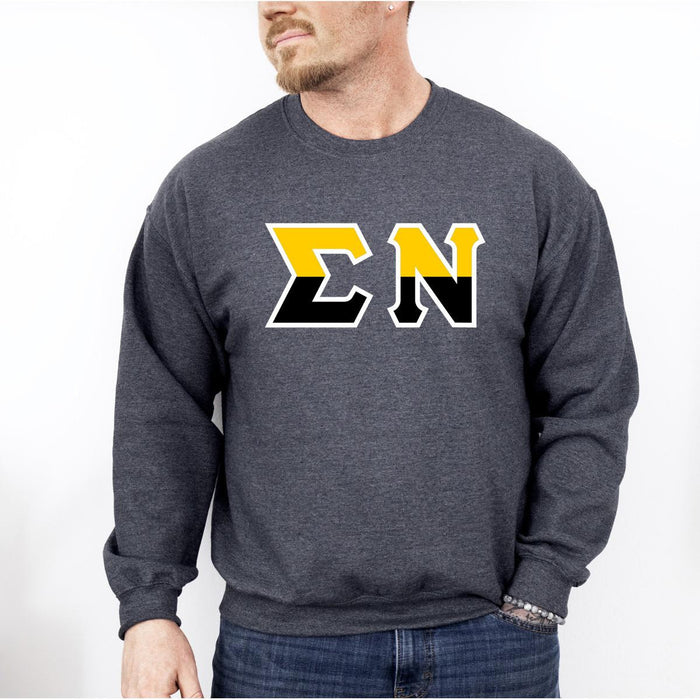 Printify Sigma Nu Two Toned Greek Lettered Crewneck Sweatshirts Sigma Nu Two Toned Greek Lettered Crewneck Sweatshirts