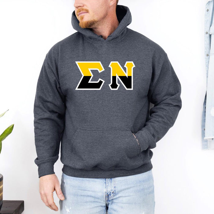 Printify Sigma Nu Two Toned Greek Lettered Hooded Sweatshirts Sigma Nu Two Toned Greek Lettered Hooded Sweatshirts