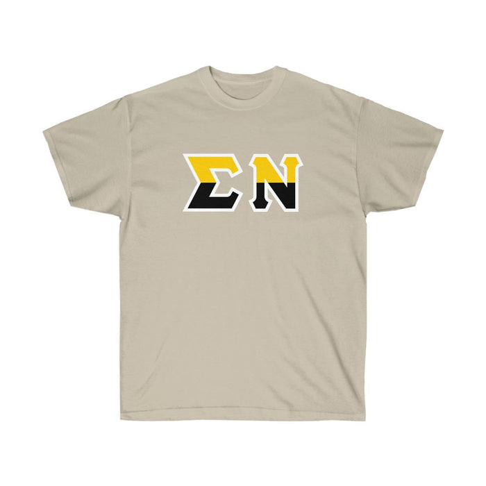 Printify Sigma Nu Two Toned Greek Lettered T Shirts Sigma Nu Two Toned Greek Lettered T-shirts