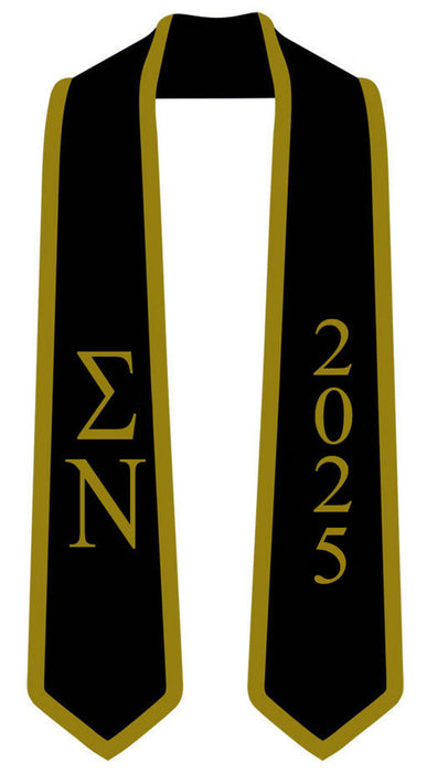 Discount Sigma Nu Greek 2 Tone Lettered Graduation Sash Stole W/ Year DISCOUNT-Sigma Nu Greek 2 Tone Lettered Graduation Sash Stole w/ Year