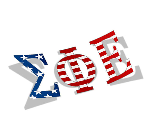 Stickers Decals Sigma Phi Epsilon American Flag Greek Letter Sticker - 2.5