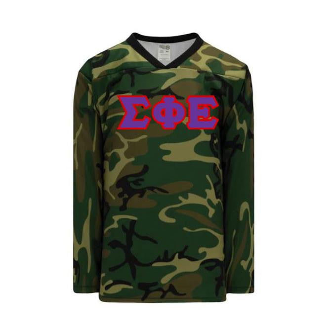 Sigma Phi Epsilon Camouflage Lettered Hockey Jersey Sigma Phi Epsilon Camouflage Lettered Hockey Jersey