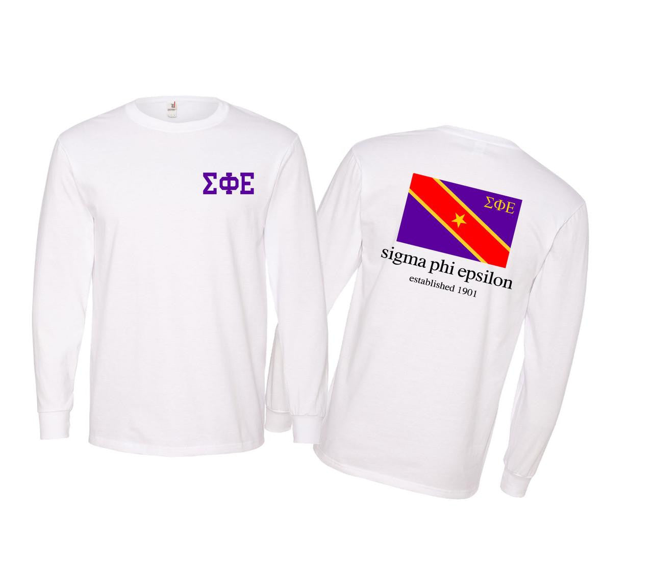 Greekgear Sigma Phi Epsilon Flag Long Sleeve T Shirt Sigma Phi Epsilon Flag Long Sleeve T-Shirt