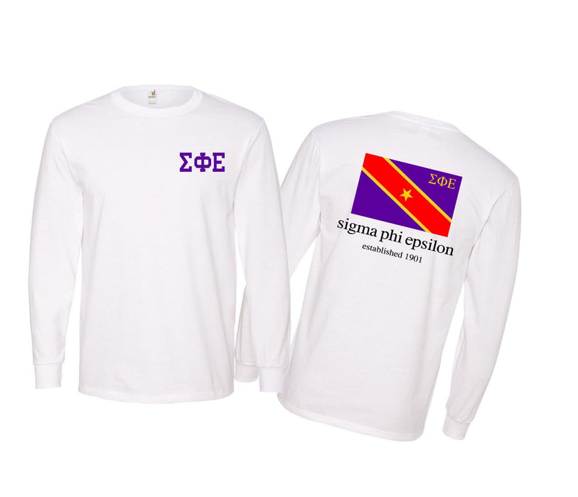 Greekgear Sigma Phi Epsilon Flag Long Sleeve T Shirt Sigma Phi Epsilon Flag Long Sleeve T-Shirt