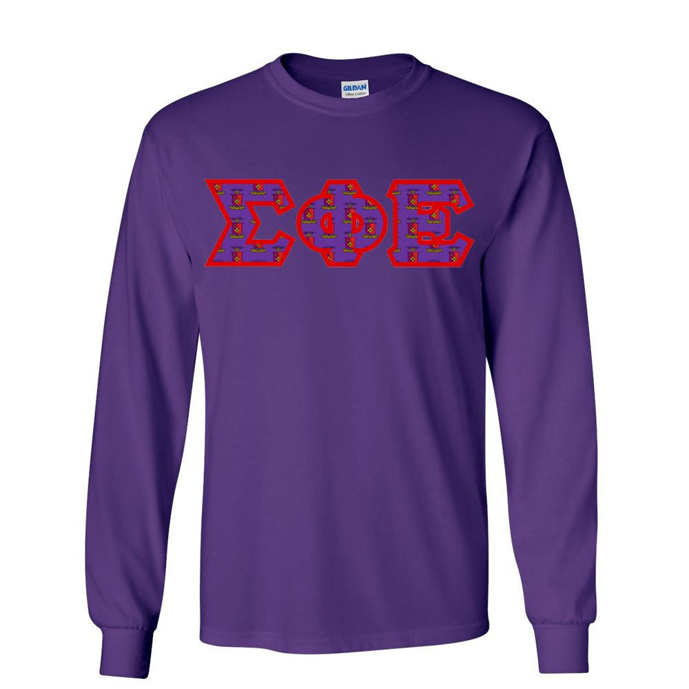 Sigma Phi Epsilon Fraternity Crest Shield Twill Letter Longsleeve Tee Sigma Phi Epsilon Fraternity Crest - Shield Twill Letter Longsleeve Tee