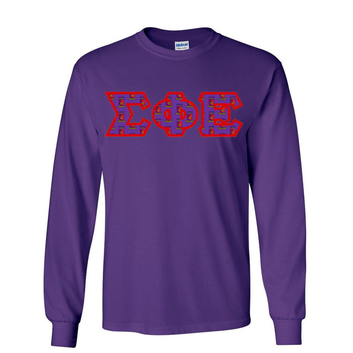 Sigma Phi Epsilon Fraternity Crest Shield Twill Letter Longsleeve Tee Sigma Phi Epsilon Fraternity Crest - Shield Twill Letter Longsleeve Tee