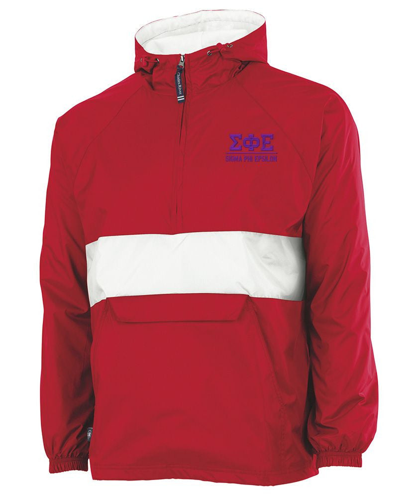 Sigma Phi Epsilon Greek Letter Anoraks Sigma Phi Epsilon Greek Letter Windbreaker Pullovers