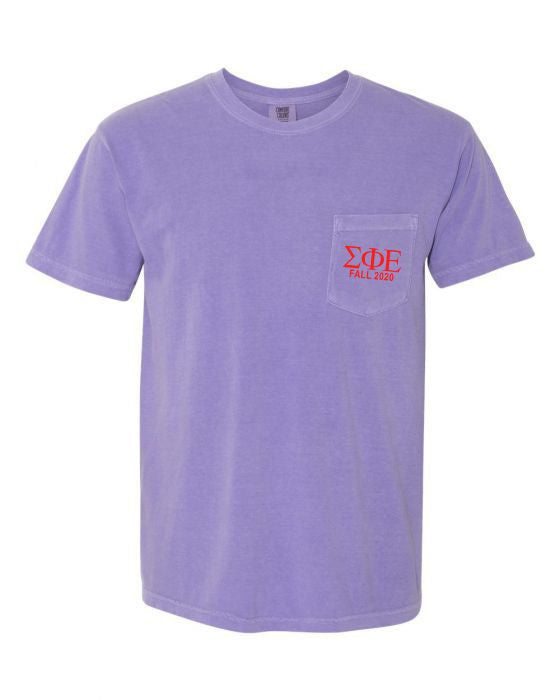 Sigma Phi Epsilon Greek Letter Comfort Colors Pocket Tee Sigma Phi Epsilon Greek Letter Comfort Colors Pocket Tee