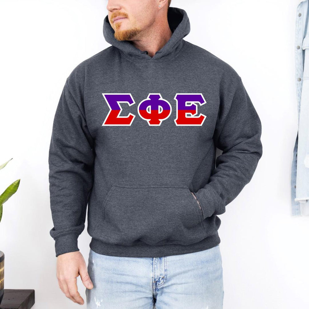 Printify Sigma Phi Epsilon Two Toned Greek Lettered Hooded Sweatshirts Sigma Phi Epsilon Two Toned Greek Lettered Hooded Sweatshirts