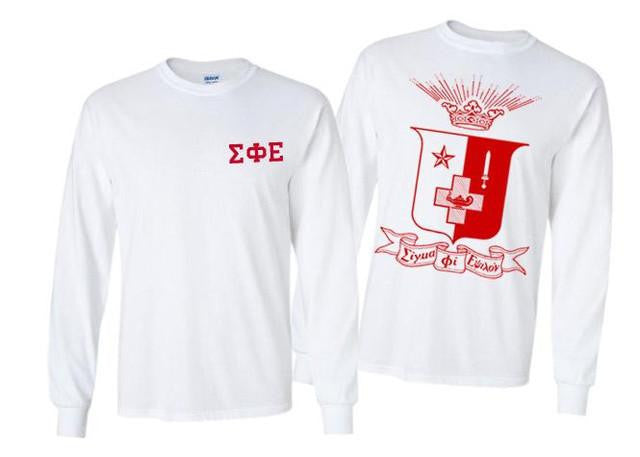 Printify Sigma Phi Epsilon World Famous Crest Long Sleeve T Shirt Sigma Phi Epsilon World Famous Crest Long Sleeve T-Shirt