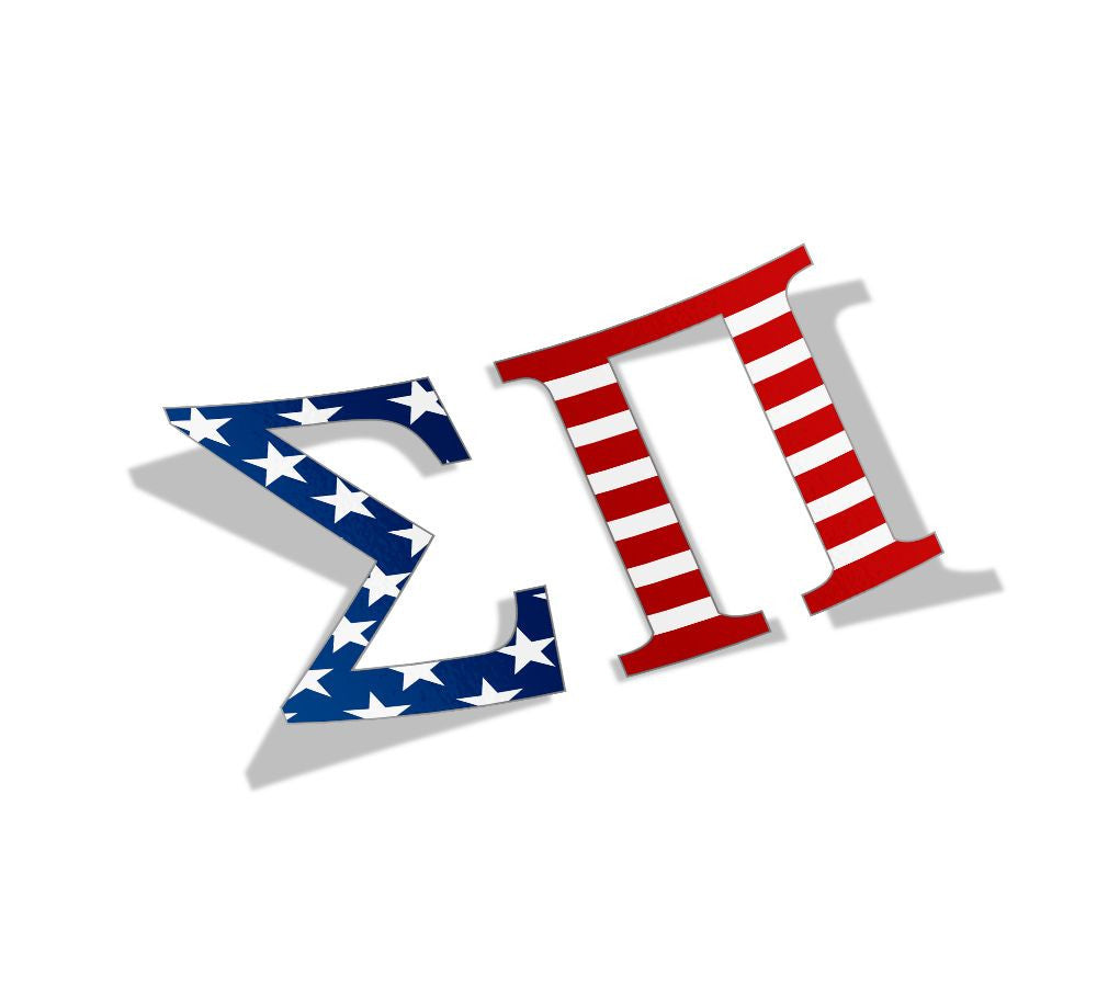 Sigma Pi American Flag Greek Letter Sticker 2.5" Tall Sigma Pi American Flag Greek Letter Sticker - 2.5