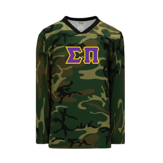 Sigma Pi Camouflage Lettered Hockey Jersey Sigma Pi Camouflage Lettered Hockey Jersey