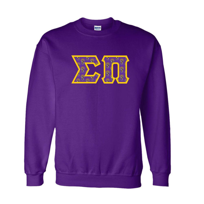 Sigma Pi Fraternity Crest Shield Twill Letter Crewneck Sweatshirt Sigma Pi Fraternity Crest - Shield Twill Letter Crewneck Sweatshirt