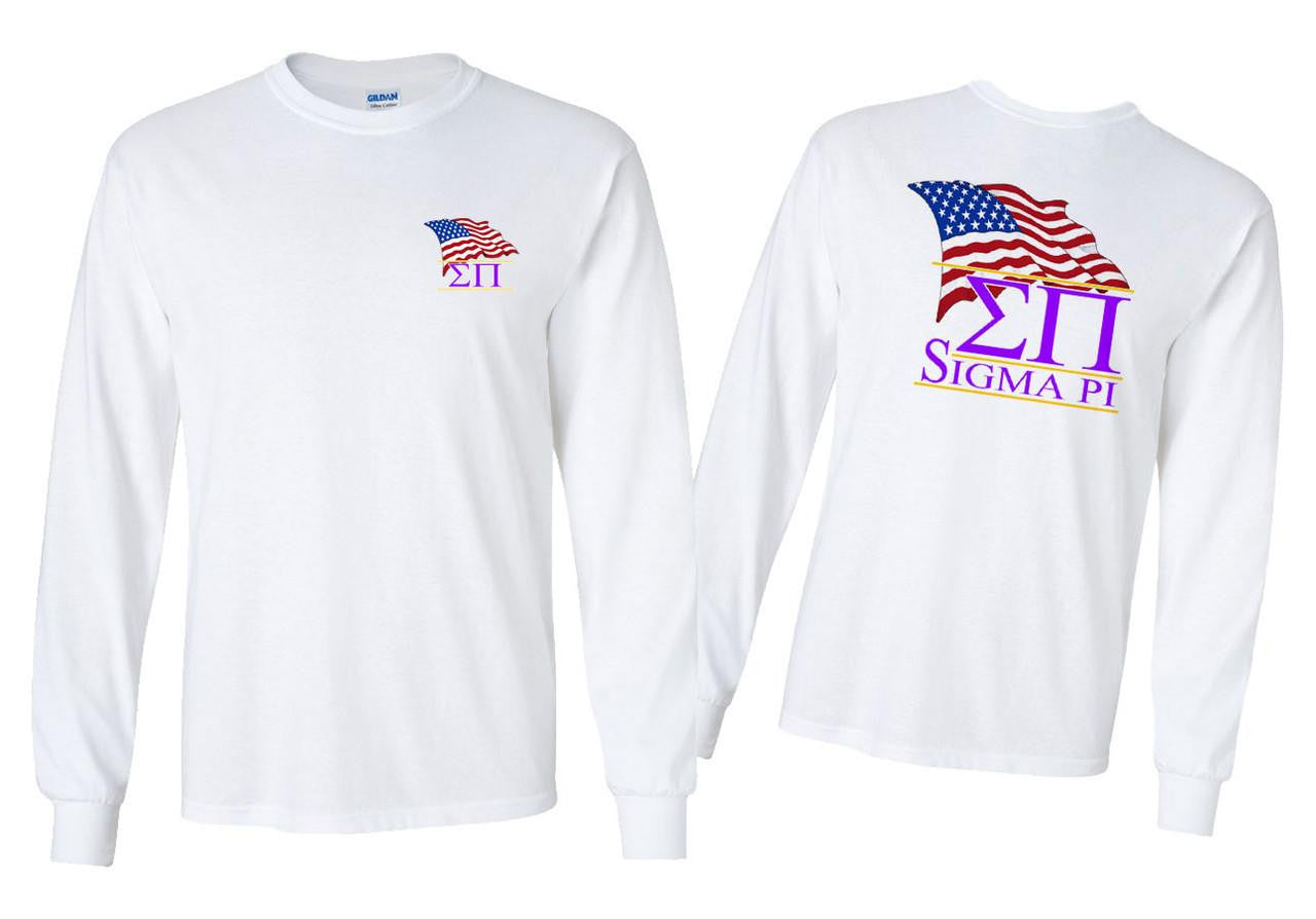 Greekgear Sigma Pi Patriot Long Sleeve T Shirts Sigma Pi Patriot Long Sleeve T-Shirts