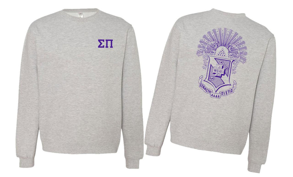 Printify Sigma Pi World Famous Crest Shield Crewneck Sweatshirt Sigma Pi World Famous Crest - Shield Crewneck Sweatshirt