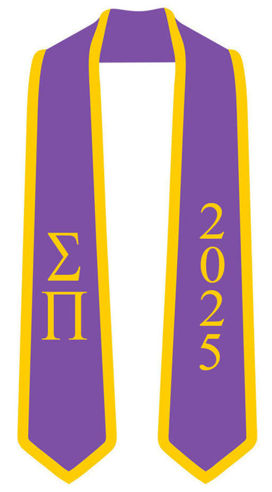 Discount Sigma Pi Greek 2 Tone Lettered Graduation Sash Stole W/ Year DISCOUNT-Sigma Pi Greek 2 Tone Lettered Graduation Sash Stole w/ Year