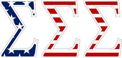 Sigma Sigma Sigma American Flag Greek Letter Sticker 2.5" Tall Sigma Sigma Sigma American Flag Greek Letter Sticker - 2.5