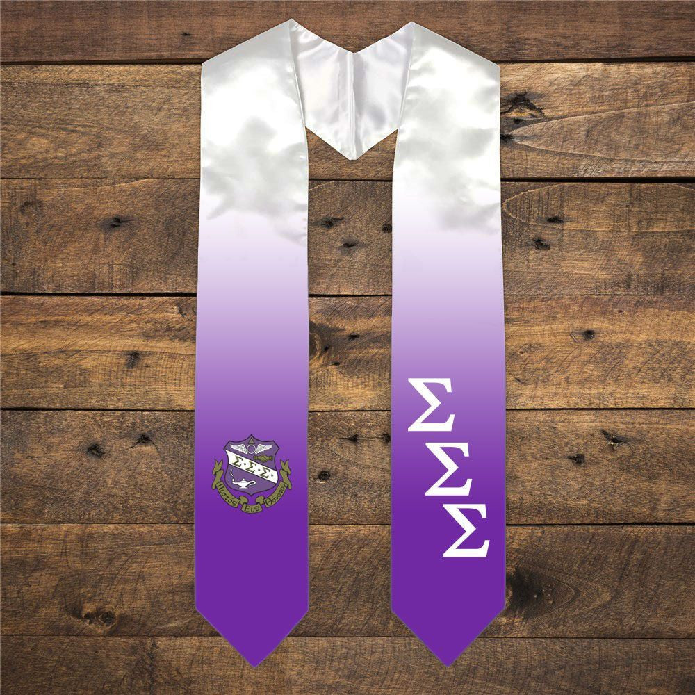 Sigma Sigma Sigma Extra Fancy Diagonal Greek Graduation Stole W Crest Sigma Sigma Sigma Extra Fancy Diagonal Greek Graduation Stole W Crest