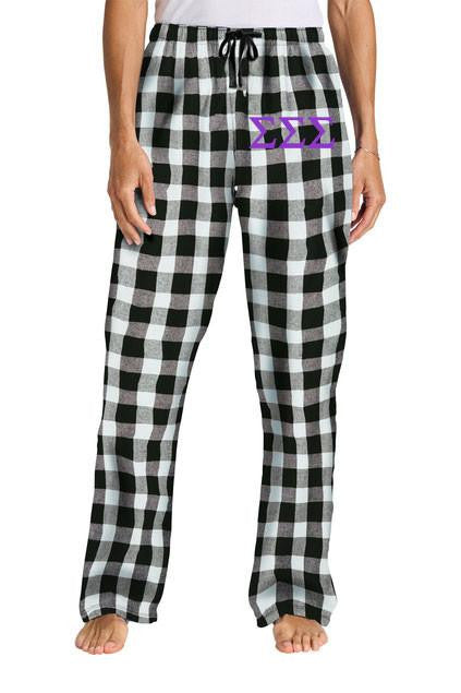 Sigma Sigma Sigma Sigma Sigma Sigma Flannel Lettered Plaid PJ's