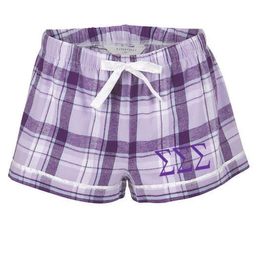 Sigma Sigma Sigma Flannel Plaid Short Pj's Sigma Sigma Sigma Flannel Plaid Short- PJ's