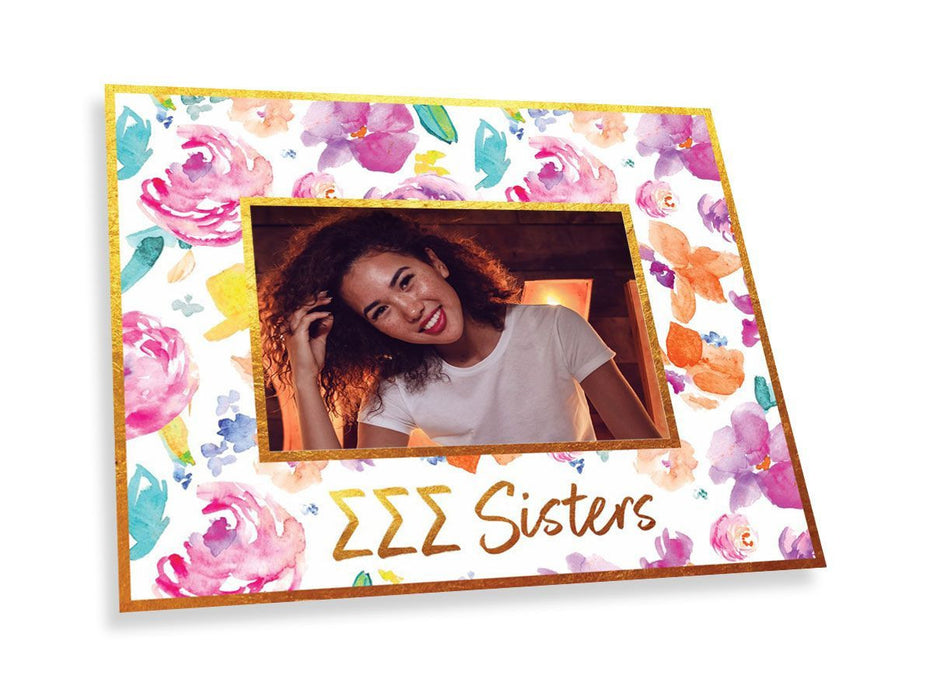 Sigma Sigma Sigma Gold Foil & Floral Painted Photo Frame Sigma Sigma Sigma Gold Foil & Floral Painted Photo Frame