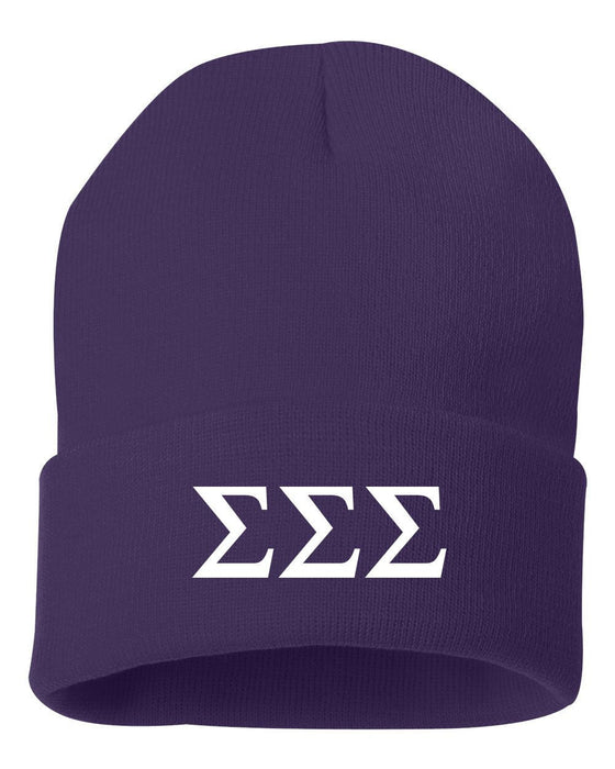 Sigma Sigma Sigma Greek Letter Knit Cap Sigma Sigma Sigma Greek Letter Knit Cap