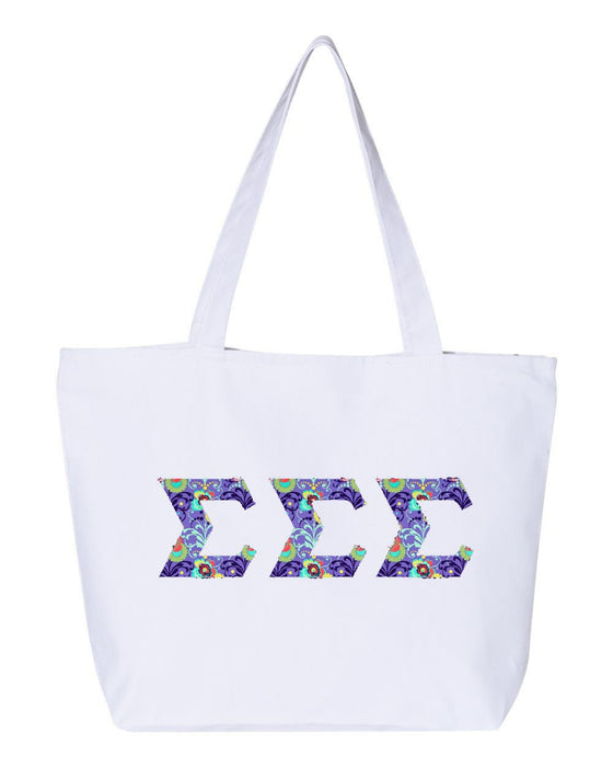 Sigma Sigma Sigma Greek Letter Zipper Tote Sigma Sigma Sigma Greek Letter Zipper Tote