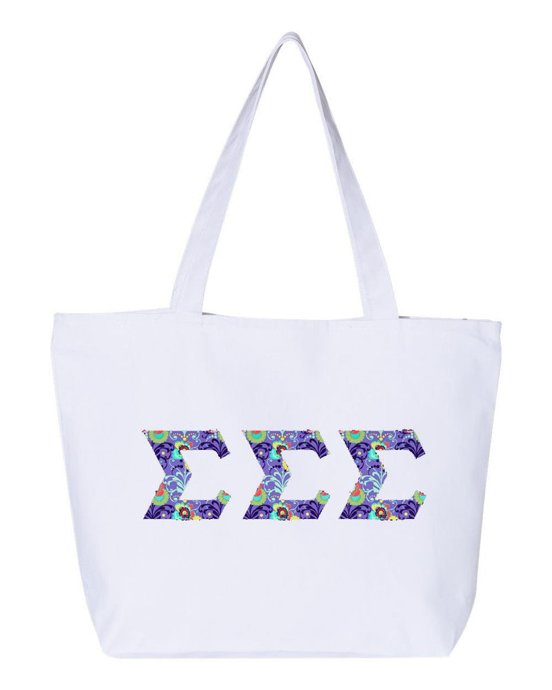 Sigma Sigma Sigma Greek Letter Zipper Tote Sigma Sigma Sigma Greek Letter Zipper Tote