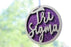 Sigma Sigma Sigma Laser Carved Script Ornament 3" Round Sigma Sigma Sigma Laser Carved Script Ornament - 3