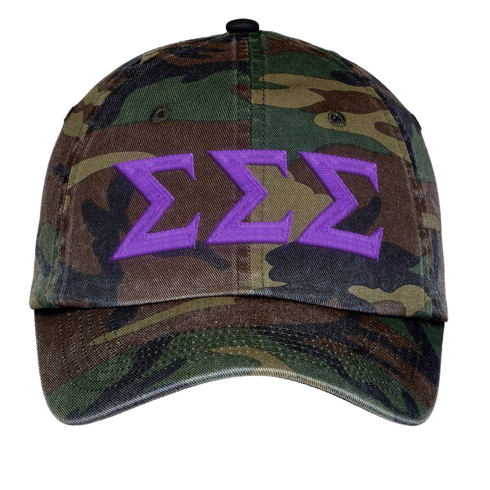 Sigma Sigma Sigma Lettered Camouflage Hat Sigma Sigma Sigma Lettered Camouflage Hat