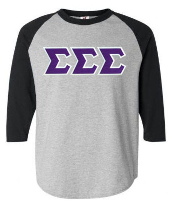 Discount Sigma Sigma Sigma Lettered Raglan Shirt DISCOUNT-Sigma Sigma Sigma Lettered Raglan Shirt