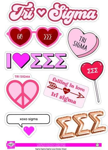 Sigma Sigma Sigma Love Theme Stickers — GreekU