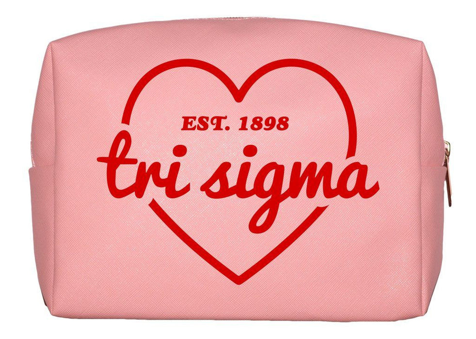 Sigma Sigma Sigma Pink With Red Heart Makeup Bag Sigma Sigma Sigma Pink with Red Heart Makeup Bag