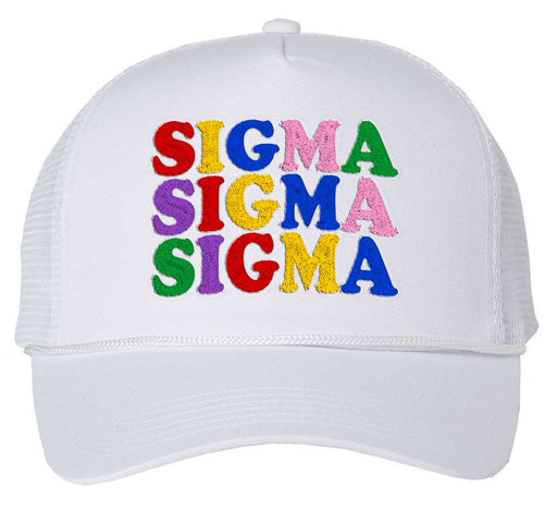 Sigma Sigma Sigma Sigma Sigma Sigma Rainbow Trucker Hat