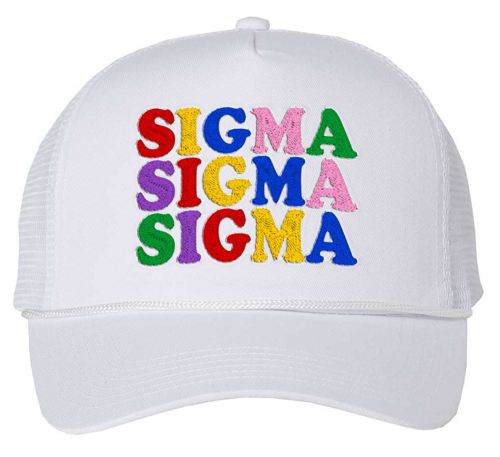 Sigma Sigma Sigma Rainbow Trucker Hat Sigma Sigma Sigma Rainbow Trucker Hat