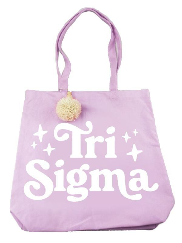 Sigma Sigma Sigma Retro Pom Pom Tote Bag Sigma Sigma Sigma Retro Pom Pom Tote Bag