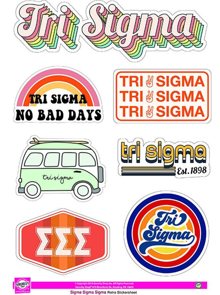 Sigma Sigma Sigma Retro Sticker Sheet Sigma Sigma Sigma Retro Sticker Sheet