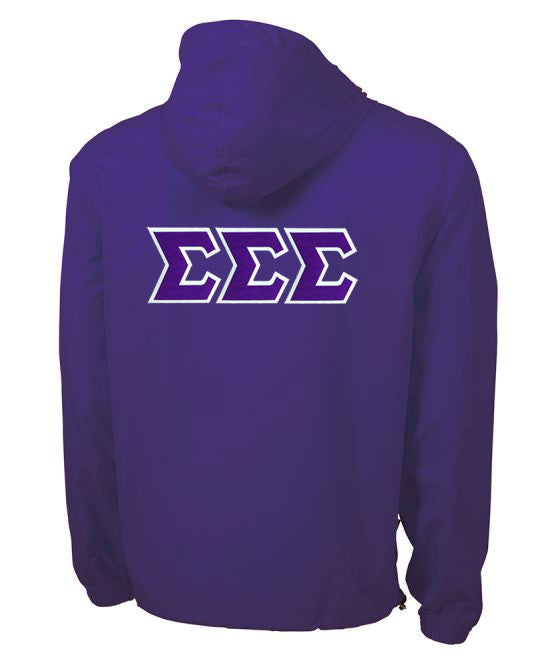 Sigma Sigma Sigma Tackle Twill Lettered Pack N Go Pullover Sigma Sigma Sigma Tackle Twill Lettered Pack N Go Pullover