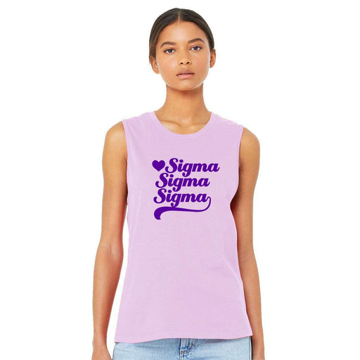 Sigma Sigma Sigma Sigma Sigma Sigma Tail Heart Bella + Canvas Muscle Tank