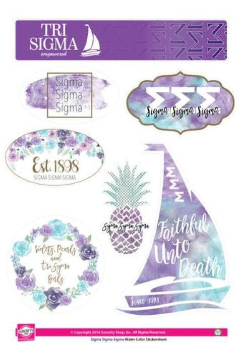 Sigma Sigma Sigma Water Color Stickers Sigma Sigma Sigma Water Color Stickers