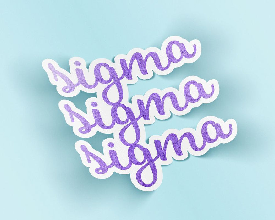 Sigma Sigma Sigma Watercolor Script Sticker Sticker Sigma Sigma Sigma Watercolor Script Sticker