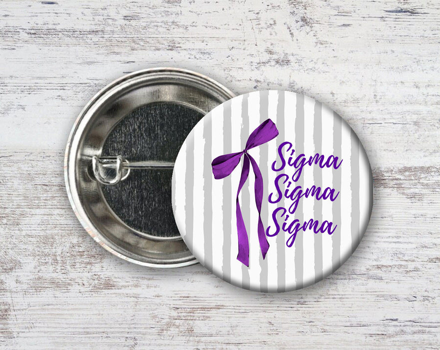 Sigma Sigma Sigma Stripes & Bows Pin Buttons Sigma Sigma Sigma Stripes & Bows Pin Buttons