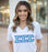 Discount Sigma Sigma Sigma Lettered V Neck Tee DISCOUNT-Sigma Sigma Sigma Lettered V-Neck Tee