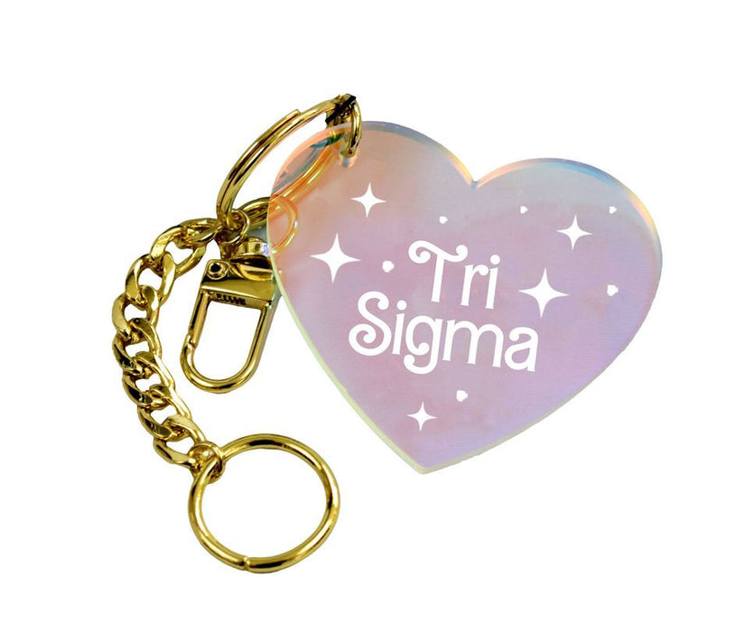 Sigma Sigma Sigma Iridescent Heart Keychain Sigma Sigma Sigma Iridescent Heart Keychain
