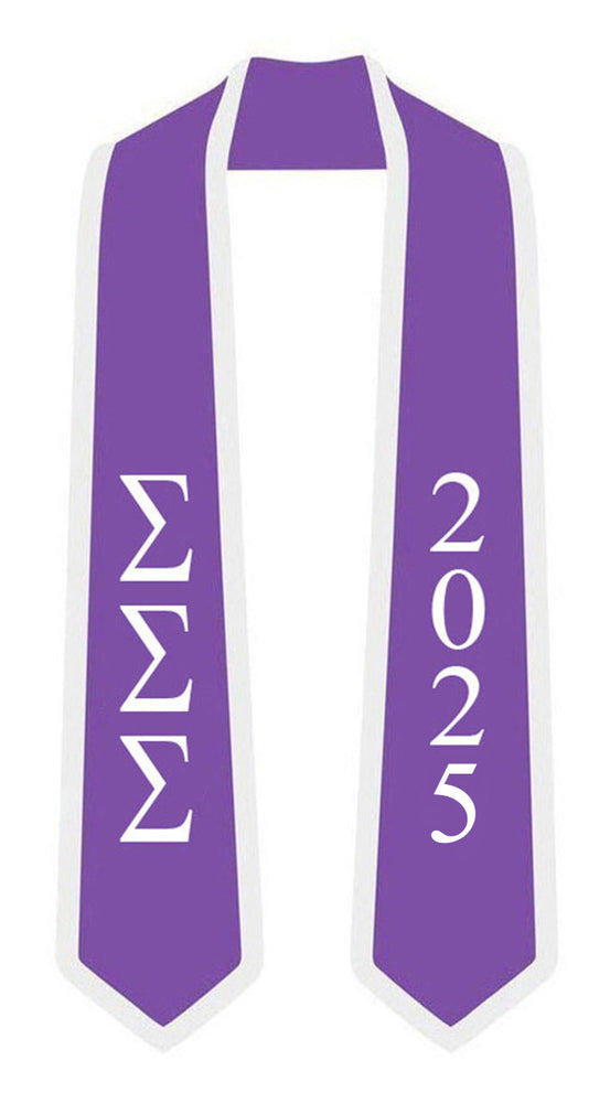 Discount Sigma Sigma Sigma Greek 2 Tone Lettered Graduation Sash Stole W/ Year DISCOUNT-Sigma Sigma Sigma Greek 2 Tone Lettered Graduation Sash Stole w/ Year