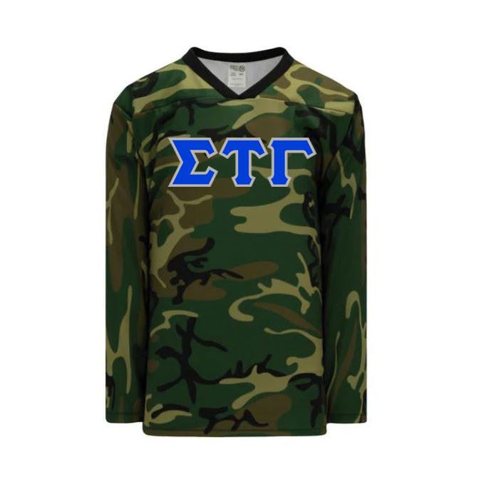 Sigma Tau Gamma Camouflage Lettered Hockey Jersey Sigma Tau Gamma Camouflage Lettered Hockey Jersey
