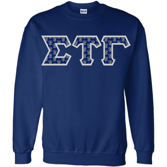 Sigma Tau Gamma Fraternity Crest Shield Twill Letter Crewneck Sweatshirt Sigma Tau Gamma Fraternity Crest - Shield Twill Letter Crewneck Sweatshirt
