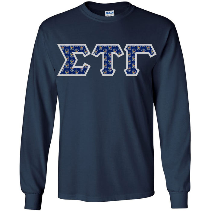 Sigma Tau Gamma Fraternity Crest Shield Twill Letter Longsleeve Tee Sigma Tau Gamma Fraternity Crest - Shield Twill Letter Longsleeve Tee