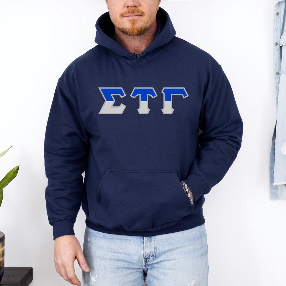 Printify Sigma Tau Gamma Two Toned Greek Lettered Hooded Sweatshirts Sigma Tau Gamma Two Toned Greek Lettered Hooded Sweatshirts